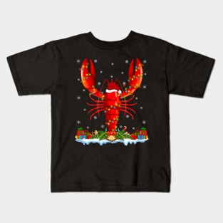 Crawfish Lover Family Matching Santa Hat Crawfish Christmas Kids T-Shirt